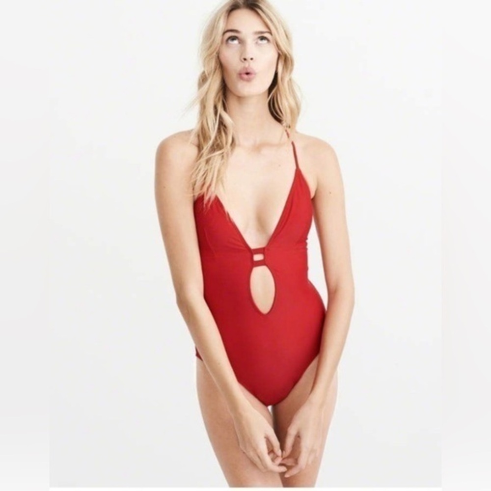 Abercrombie & Fitch Strappy Front one Piece Red Swimsuit bikini